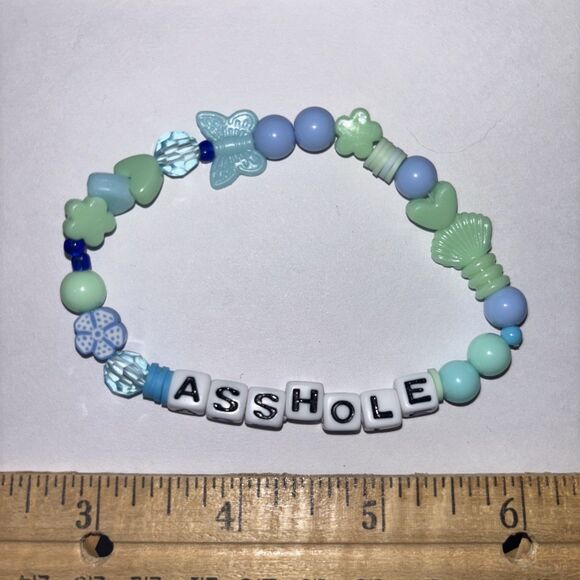 multicolor “A**hole” Bracelet Adult Humor Beaded Handmade Naughty Accessories - Picture 1 of 2